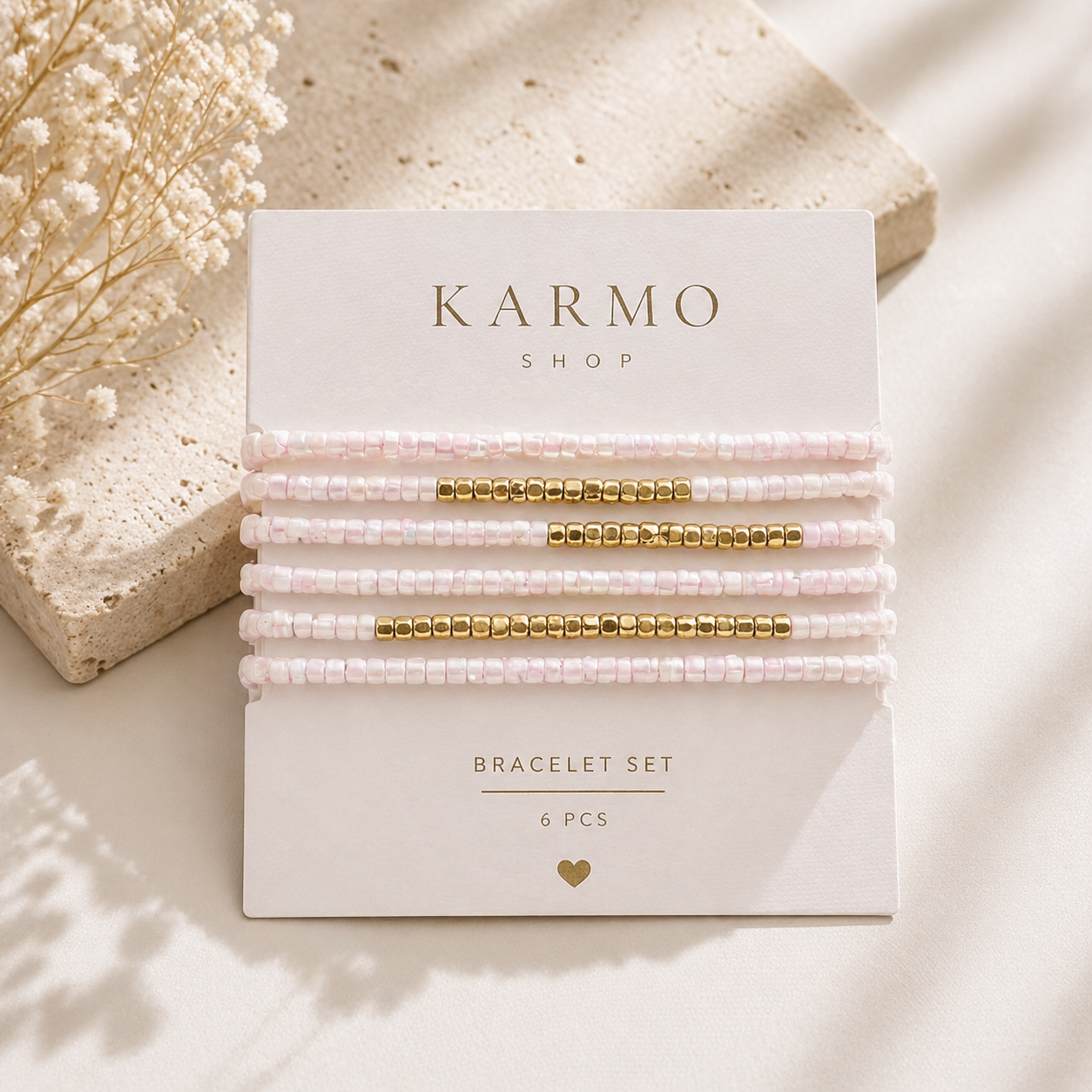 Blush Pink Armbåndssæt - 6 stk.