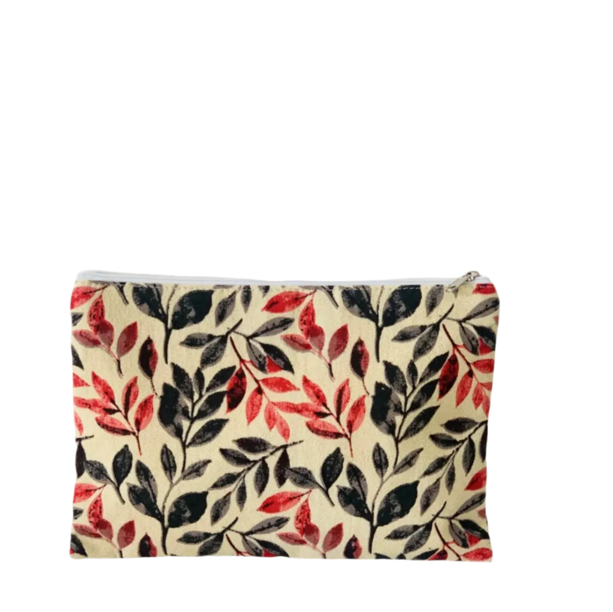 Pouch with leaf pattern on a white background