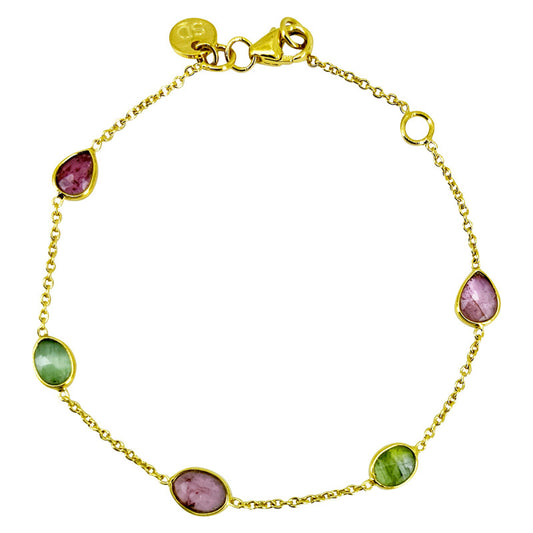 Gold plated bracelet with tourmalines