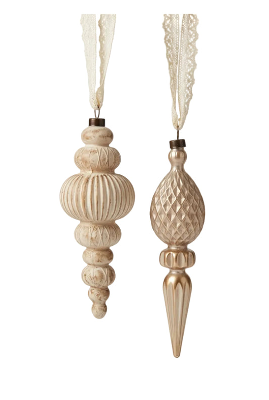 Christmas ornament with lace ribbon, set of 2