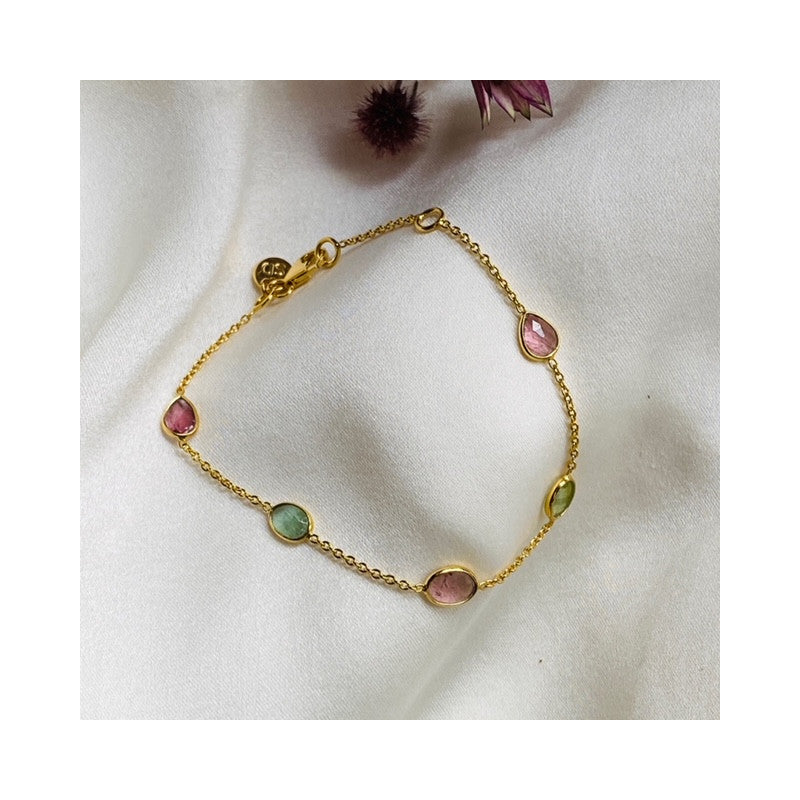 Gold plated bracelet with tourmalines