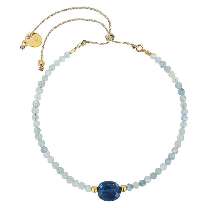 Bracelet aquamarine and blue topaz