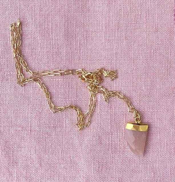 Gold plated necklace with pink moonstone
